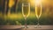 champagne glass on table view of green nature background. Ai generated