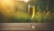 champagne glass on table view of green nature background. Ai generated