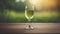 champagne glass on table view of green nature background. Ai generated