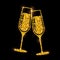 Champagne glass vector icon. Golden sparkle champagne glasses