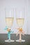 Champagne glasses for groom and bride, couples pair design, starfish and ribbon