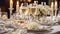 Champagne glasses, plate, flowers, decoration glass dinner decor table event wedding party