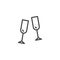 Champagne glasses toasting line icon