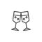 Champagne glasses toasting outline icon