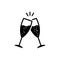 Champagne glasses vector icon. Glasses with wine illustration symbol. cheers sign or logo.