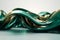 Champagne Gold & Emerald Green Twisted Waves: A Modern Minimalist Industrial Design in 3D Renders