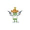 Champagne green bottle cartoon character as a Cowboy holding guns
