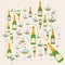 Champagne party pattern theme illustration