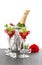 Champagne strawberries red rose white background