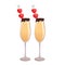 Champagne with strawberries in the shape of a heart.A festive cocktail for a wedding, Valentine\\\'s day.