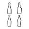 Champagne whiskey martini vermouth bottle. Linear shape. Simple template. Isolated object. Symbol in thin lines for alcoholic