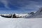 Champagny, Winter landscape in the ski resort of La Plagne, France