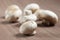 Champignon paris mushrooms over wood background