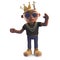 Champion black hiphop rapper in a royal gold crown, 3d illustration