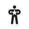 Champion black icon design. Human with star sign. Leadership concept symbol. Award winner success vector icon.