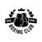 Champion boxing club. Emblem template with boxer gloves. Design element for logo, label, emblem, sign.