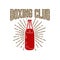 Champion boxing club. Emblem template with punching bag. Design element for logo, label, emblem, sign.
