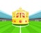 Champion crown in the midfield of football stadium vector