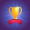 Champion cup, winner trophy, victory. Golden prize. Achievement icon for 2d game. Cartoon vector illustration.