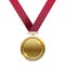 Champion gold medal on red ribbon