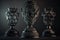 Champion golden and silver trophies placed on wooden table with dark background. AI Generation