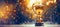 Champion golden winners trophy cup on a shining bokeh background
