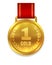 Champion reward symbol. Golden medal honor sign