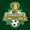 Champion soccer league logo emblem badge graphic with trophy