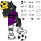 Champion Sporty dog soccer cartoon set expressions