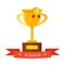 Champion trophy flat icon. Golden winner cup. Championship