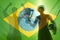 Champion Winning Football Players Brazilian Flag