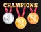 Champions Medals Isolated on Black Background