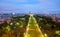 Champs de Mars from the Eiffel tower at night