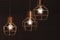 Chandelier with hanging three bulb LED lamps