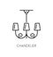 Chandelier lamp outline vector icon, hanging light