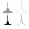 Chandelier Plafond hanging lamp set icon grey black color vector illustration image flat style solid fill outline contour line
