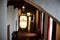 Chandeliers hanging off the ceilings of the  Hallway of a Historic Spanish Style Court House in Santa Barbara California