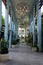 Chandeliers over walkway at luxury hotel in Mexico