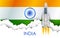 Chandrayaan rocket mission launched by India with tricolor Indian flag