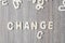 CHANGE and CHANCE word of wooden alphabet letters