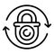 Change cyber lock icon outline vector. Secure key