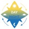 Change day and night cycle, movement path sun and moon icon. 24 clock with time of day. Circle with arrow sun and moon
