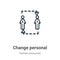 Change personal outline vector icon. Thin line black change personal icon, flat vector simple element illustration from editable