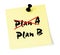 Change Plan Crossing out Plan A, writing B sticky