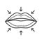 Change shape lips black line icon. Contour plastic. Cosmetology skin care concept. Sign for web page, mobile app, banner, social