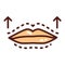 Change shape lips color line icon. Cosmetology. Lip augmentation with hyaluronic acid. Isolated vector element. Outline pictogram