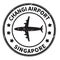 Changi airport singapore stamp on white background. changi airport singapore logo. airport stamp sign. Singapore aerodrome symbol