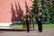 Changing of the guard at the Tomb of the Unknown Soldier in Aleksandrovsk to a garden. Moscow