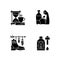 Changing habits and priorities black glyph icons set on white space