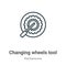 Changing wheels tool outline vector icon. Thin line black changing wheels tool icon, flat vector simple element illustration from